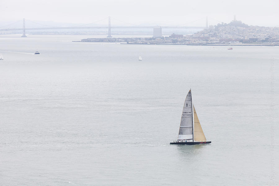 Lonely Boat in San Francisco Bay Photograph by Alexander Fedin