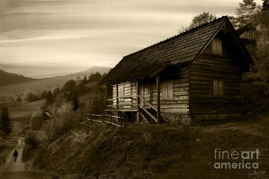 Vintage Photograph - Lonely house by Joanna Cieslinska