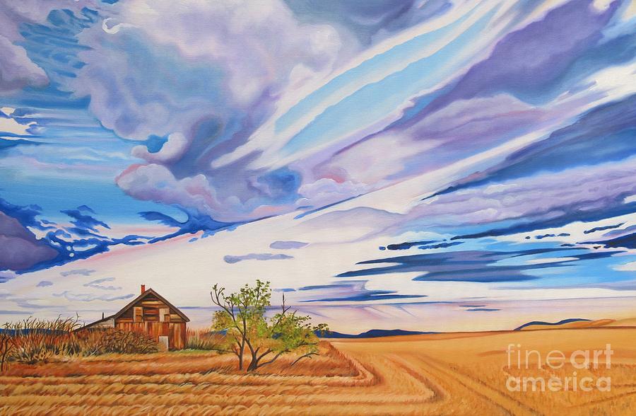 Landscape Painting - Lonely House on the Prairie by Elissa Anthony