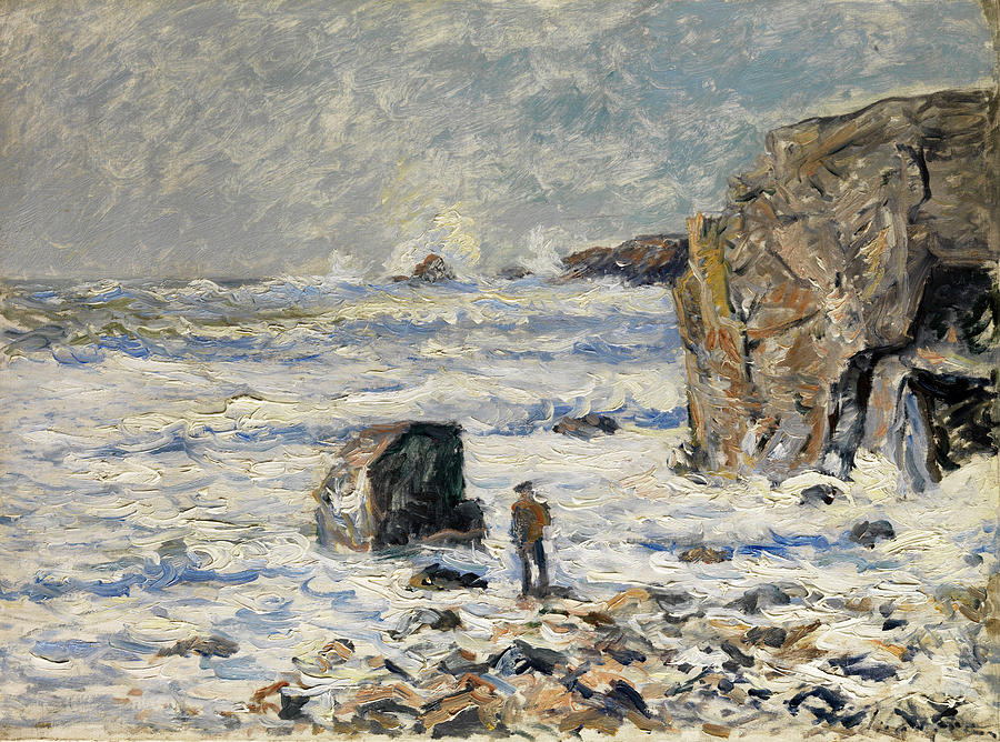 Lonely man on Breton coast Painting by Maxime Maufra