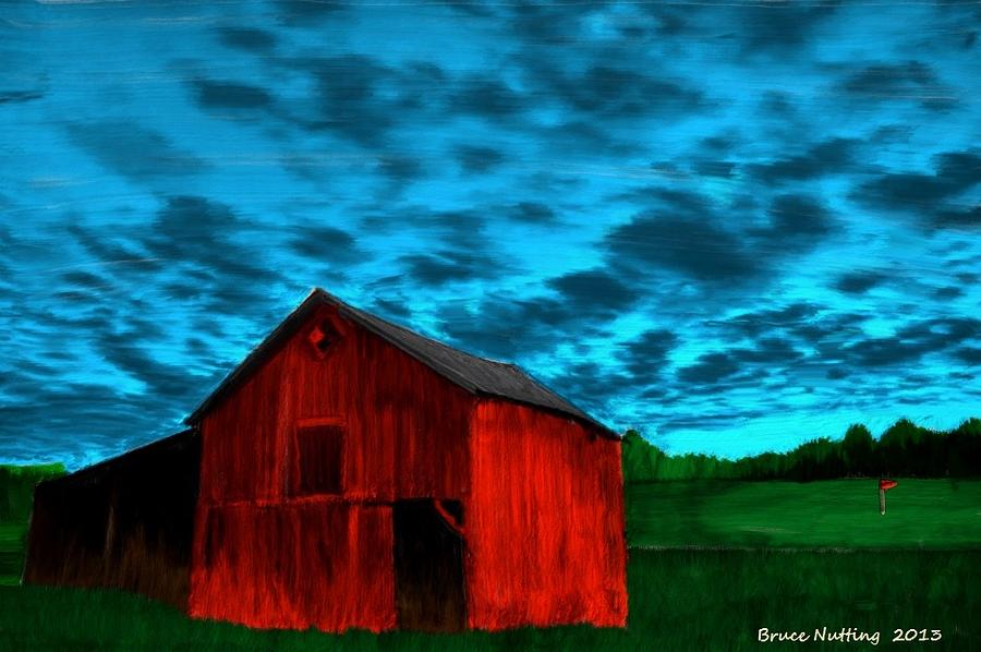 Lonely Red Barn Painting by Bruce Nutting