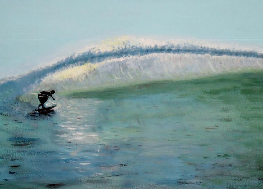 Surfer Painting - Lonely Surfer by Susan Abrams