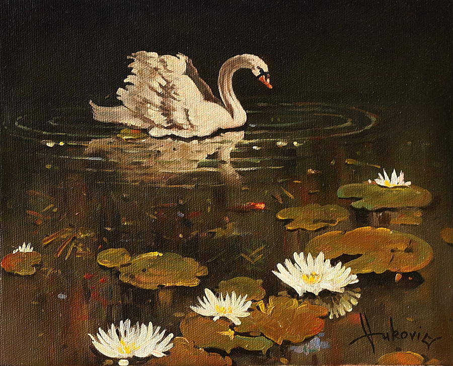 Animal Painting - Lonely Swan by Dusan Vukovic