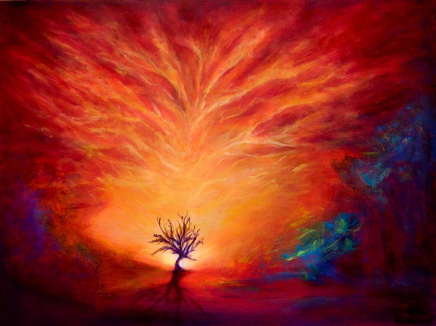 Lonely Tree and Crazy sky Painting by Lilia D