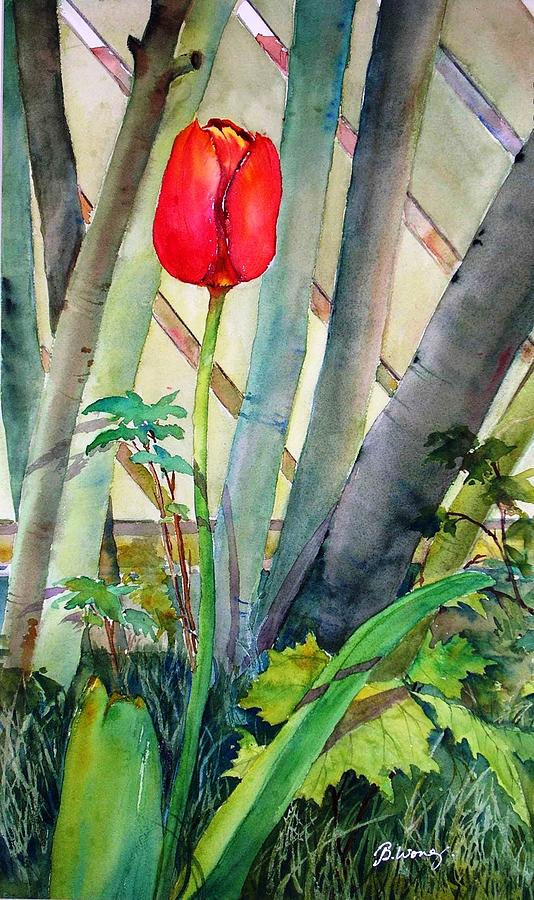 Lonely Tulip Painting by Betty M M Wong