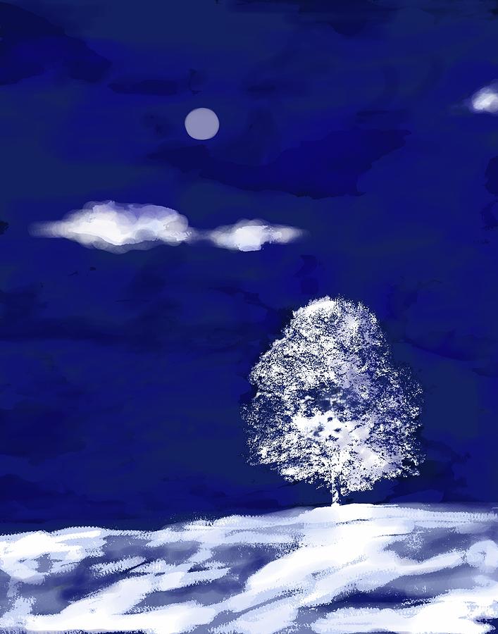 Lonely winter tree Digital Art by Mary Armstrong