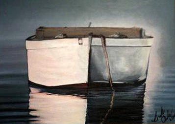 Lonesome Boat Painting by Barbara Andrews