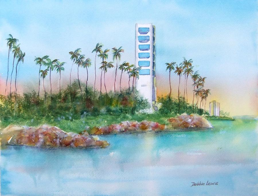 Long Beach Oil Island Painting by Debbie Lewis