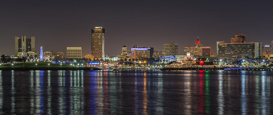 Long Beach Skyline at Night 3 Photograph by Nadim Baki - Pixels