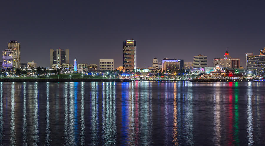 Long Beach Skyline At Night 5 Photograph by Nadim Baki