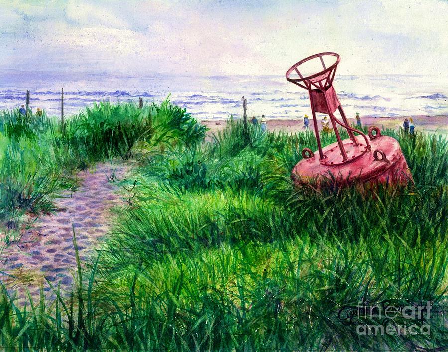 Long Beached Buoy Painting by Cynthia Pride