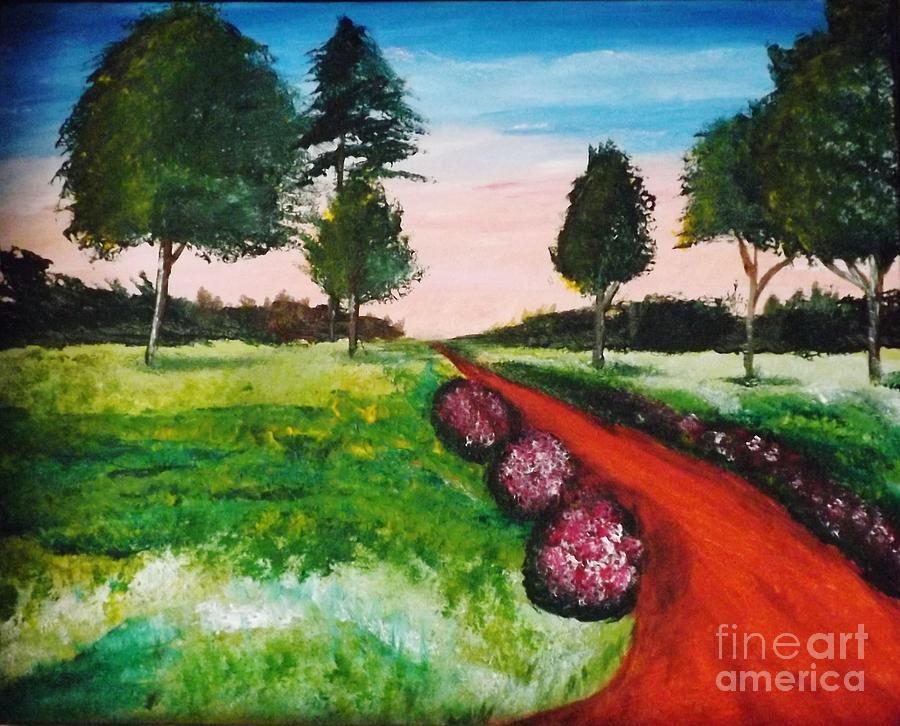 Long beautiful road Painting by Brigitte Emme