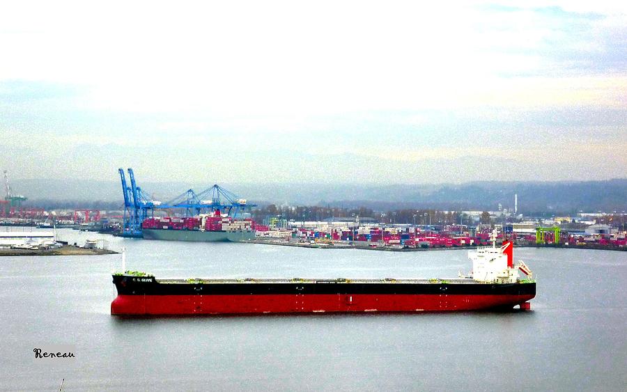 Long Cargo Ship Tacoma Wa Photograph by A L Sadie Reneau
