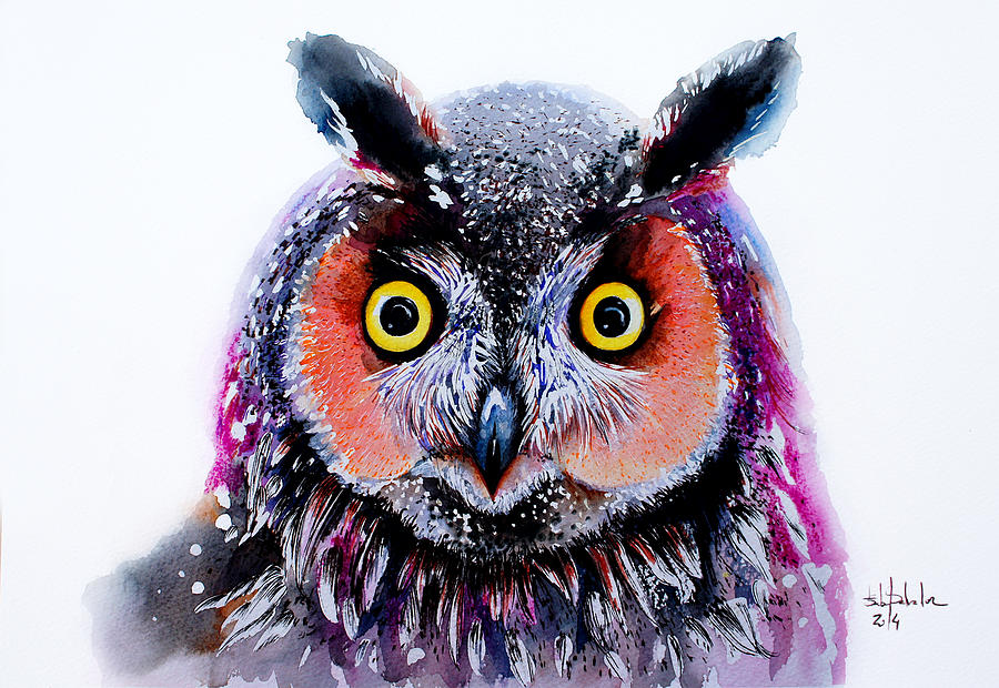 Long Eared Owl Painting by Isabel Salvador