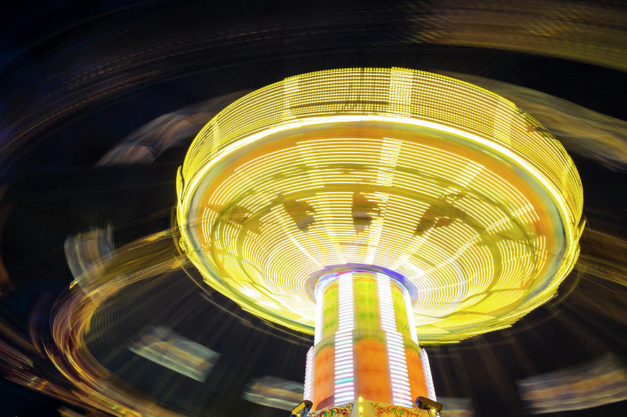 Amusement Park Photograph - Long Exposure Of Chair Swing Ride by Jason Langley