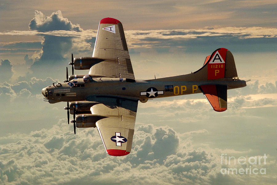 Airplane Photograph - Long Flight Home of a B-17 by Wernher Krutein