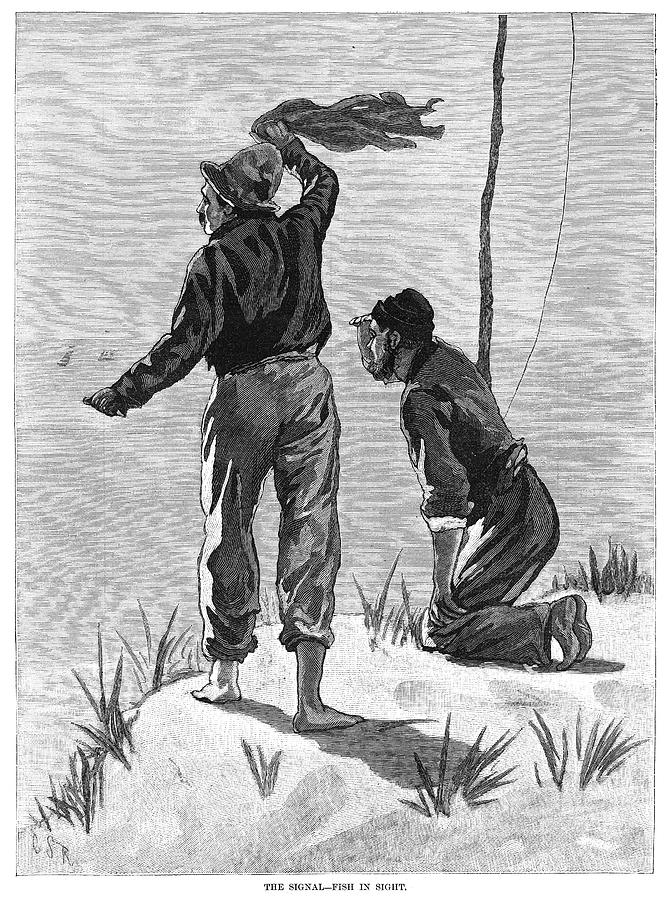 Long Island Fishermen, 1879 Painting by Granger