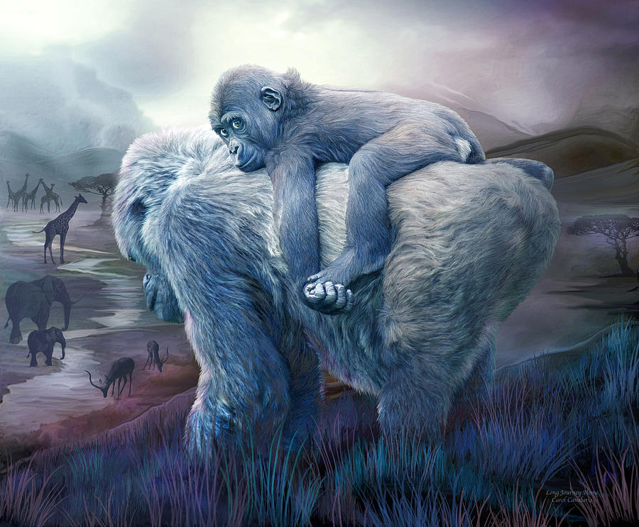 Gorilla Mixed Media - Silverback Gorilla - Long Journey Home by Carol Cavalaris