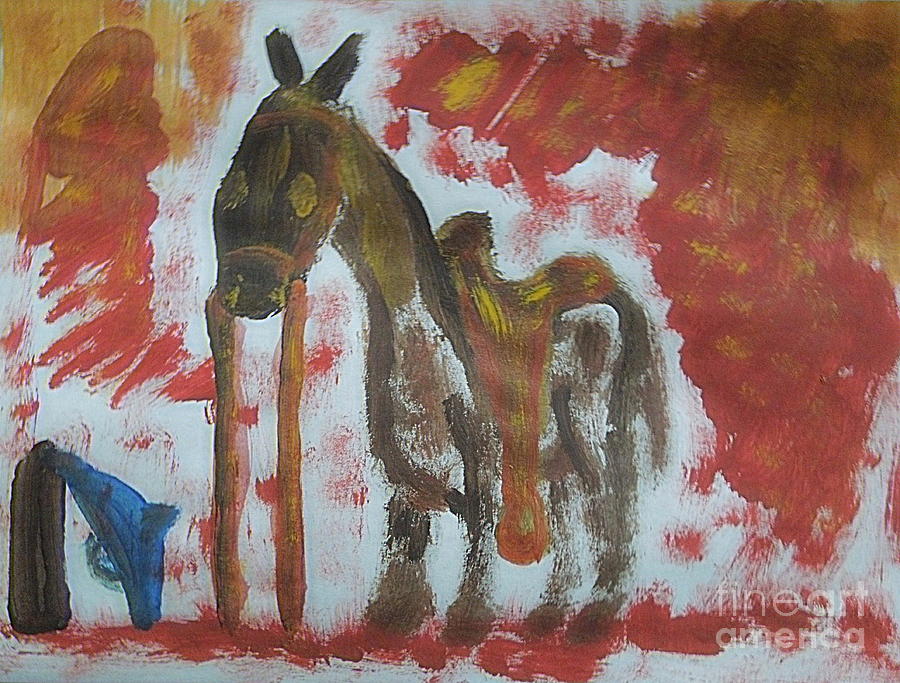 Long Knights War Horse 1 Painting by Richard W Linford