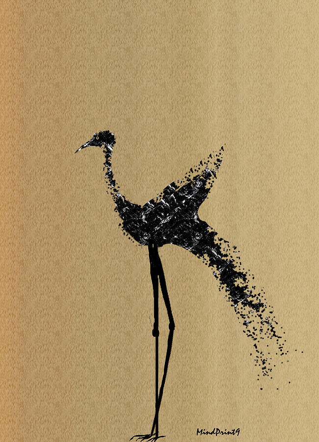 Long-legged Bird Digital Art by Asok Mukhopadhyay