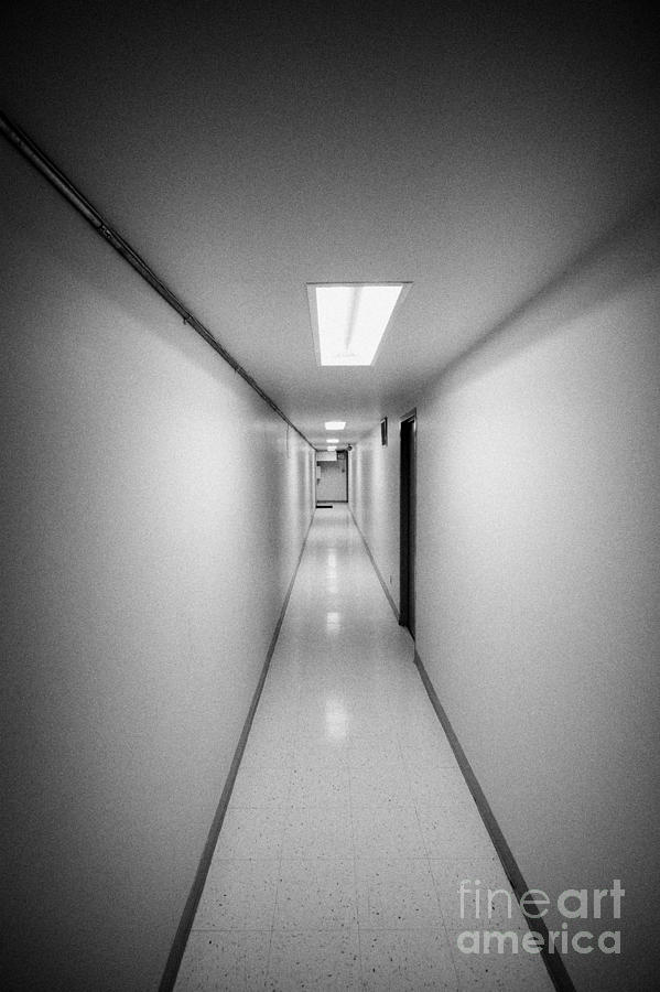 Long Photograph - Long Narrow Thin Building Corridor by Joe Fox