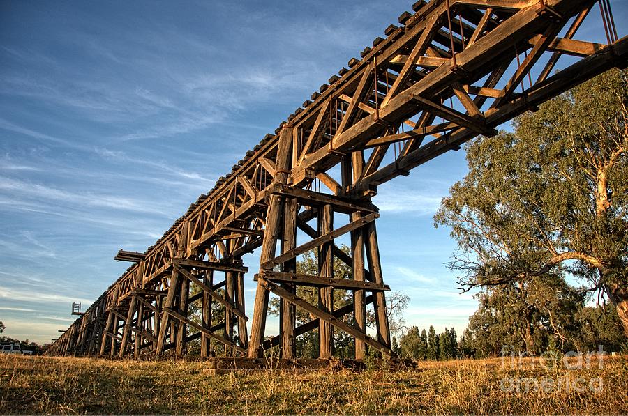 Long Rail Bridge Elevated Above the Murrumbidgee Flood Plain Photograph by Peter Kneen