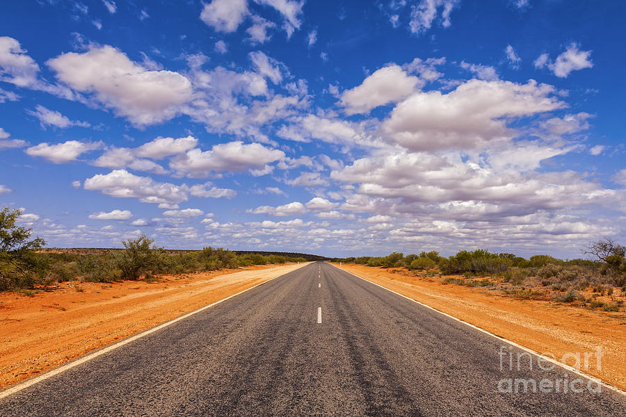 Desert Photograph - Long Straight Road Australia Outback by Colin and Linda McKie
