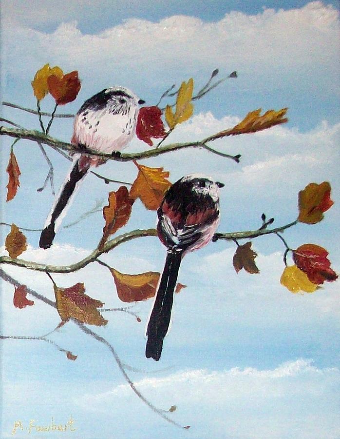 Long Tailed Tits In Spring Painting by Asa Jones