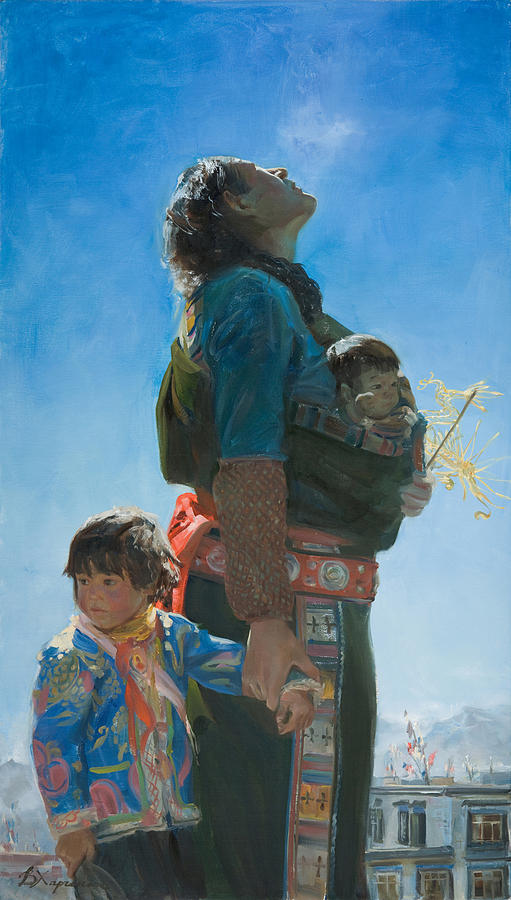 Tibet Painting - Long way by Victoria Kharchenko