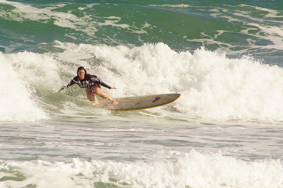 Surf Photograph - Longboard Lady by Lynda Dawson-Youngclaus