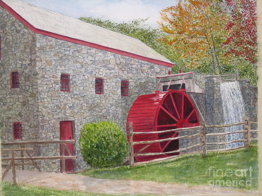 Longfellows Gristmill Painting by Carol Flagg
