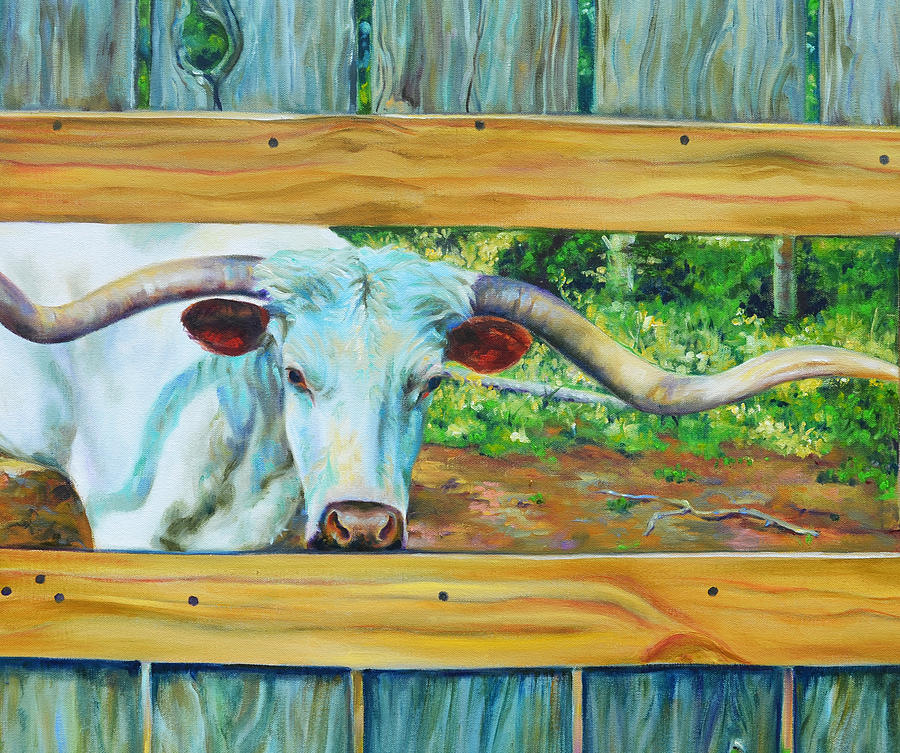 Cow Painting - Longhorn Blanco by Robert and Jill Pankey