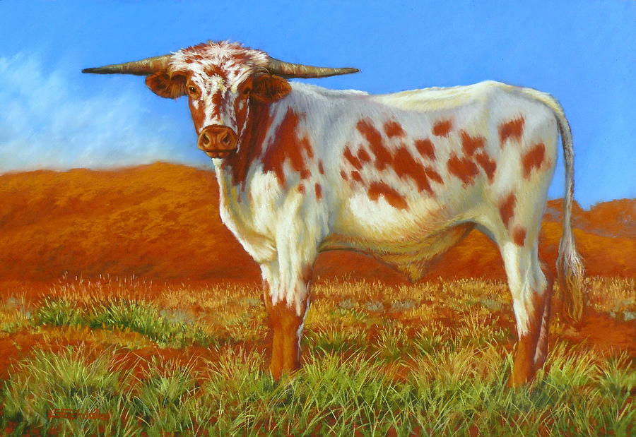 Longhorn In The Australian Outback Painting by Margaret Stockdale