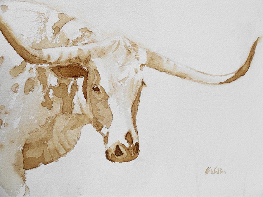 Coffee Painting - Longhorn by Judy Fischer Walton