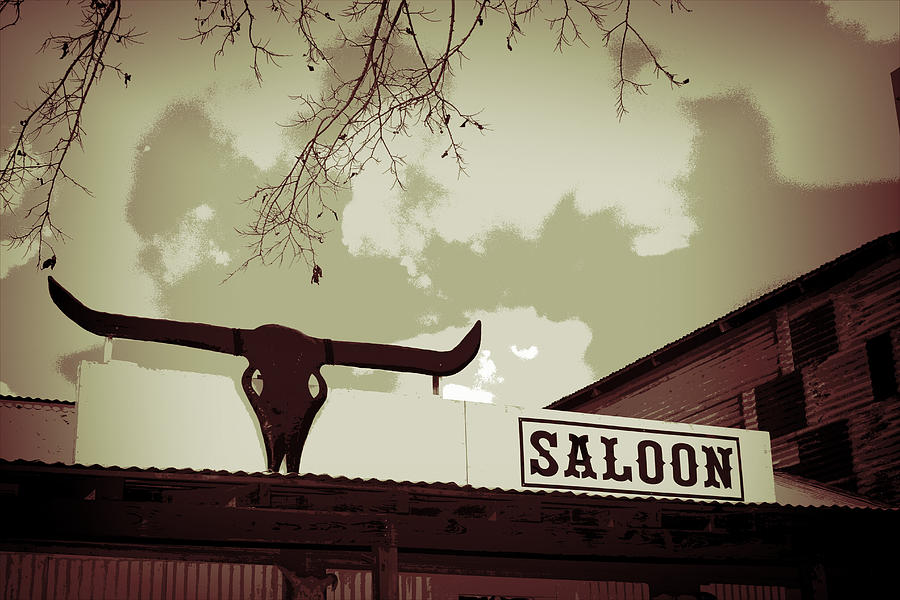 Cow Photograph - Longhorn Saloon by Audreen Gieger