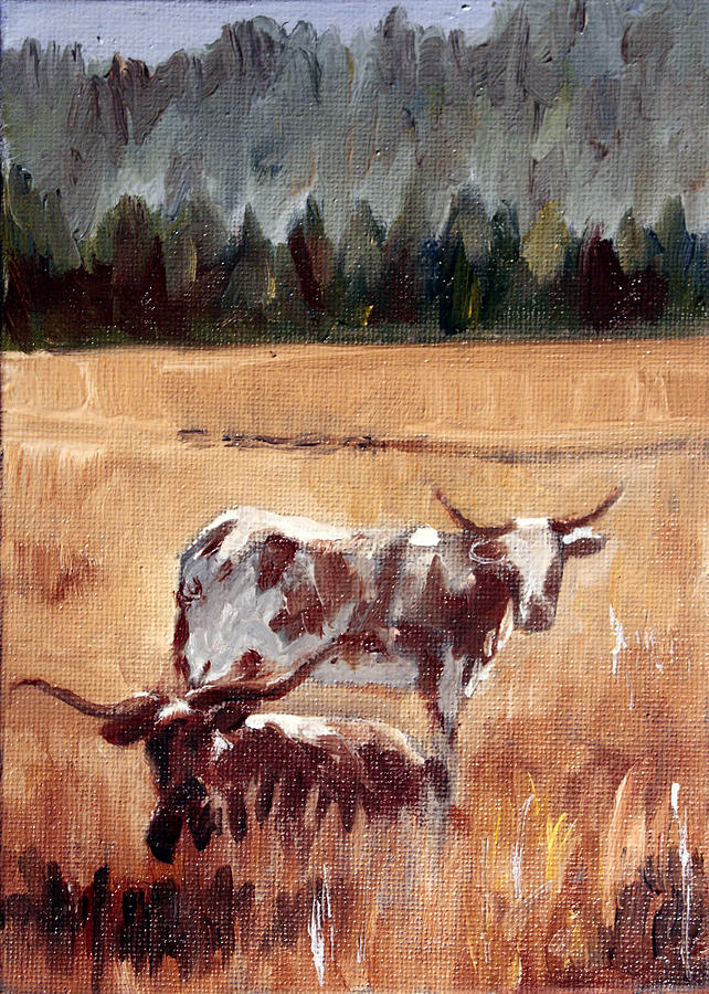 Longhorns Painting by Sarah Lynch