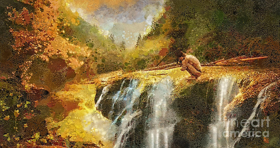 Waterfall Painting - Longing by Mo T