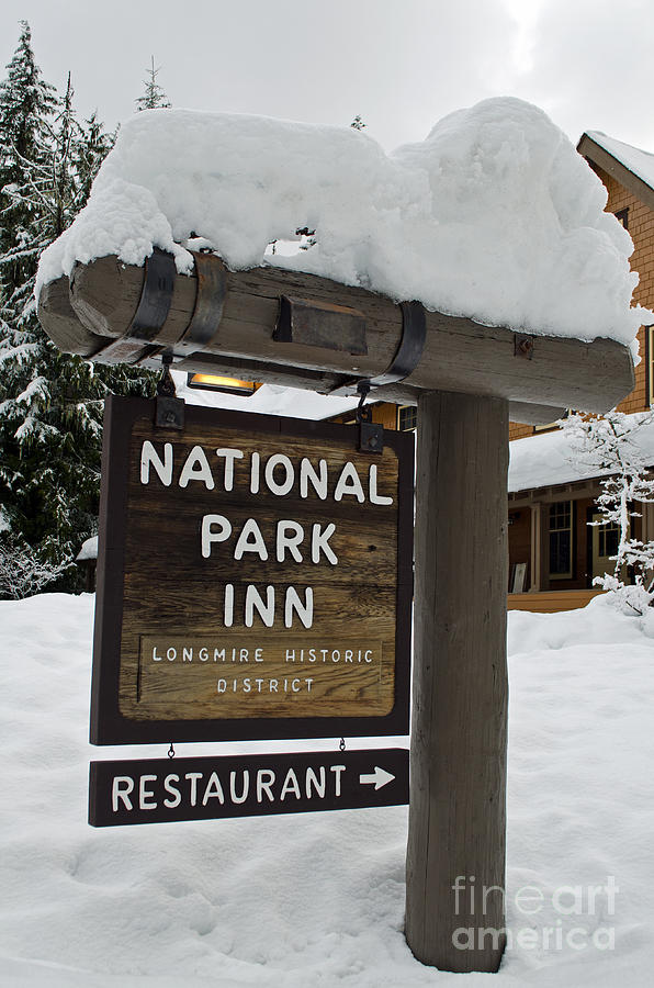 Winter Photograph - Longmire National Park Inn by Tikvahs Hope