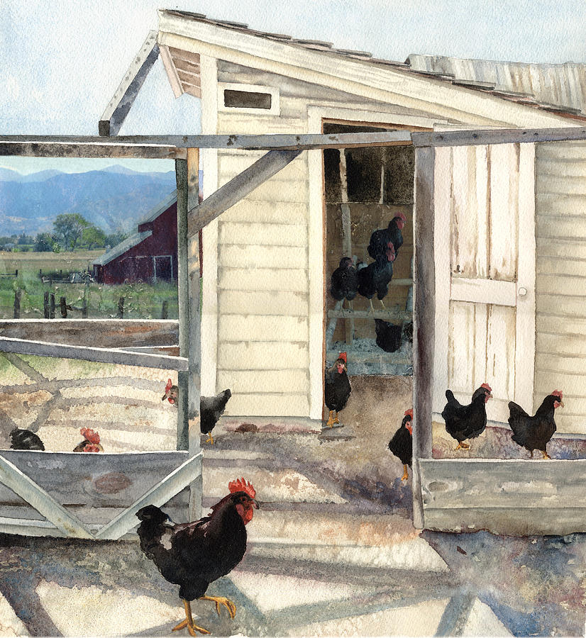 Longmont Henhouse Painting by Anne Gifford