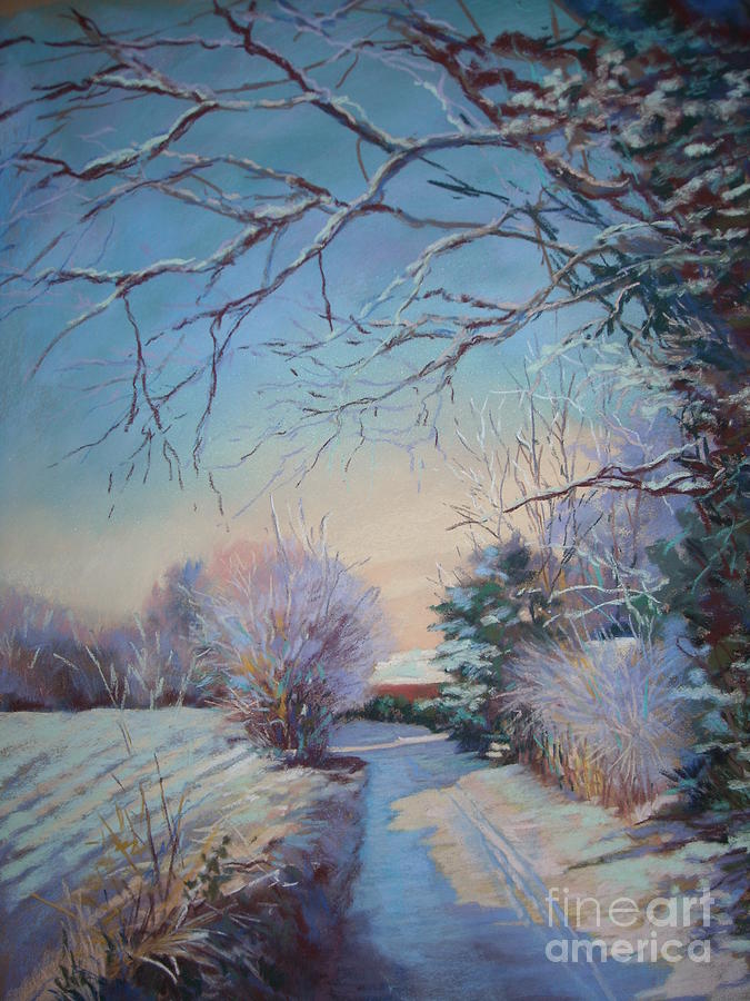 Winter Painting - Longridge Lane in the snow by Heather Harman
