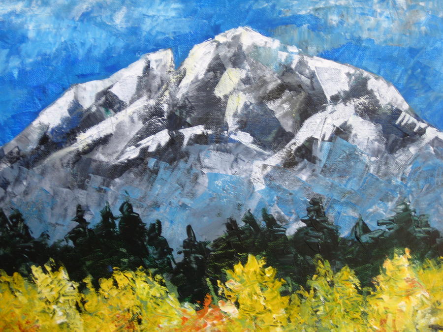Rocky Mountain National Park Painting - Longs Peak From My Window by Elena Danilescu Russ