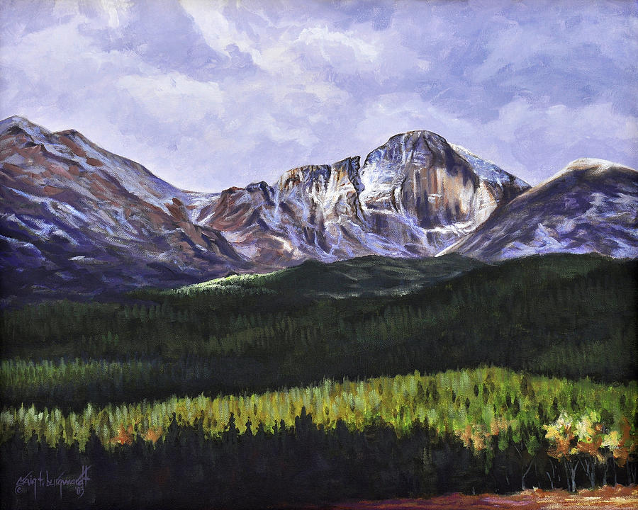 Longs Peak Glowing Painting by Craig Burgwardt