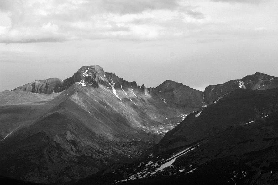 Longs Peak Rocky Mountains BW Photograph by Mary Bedy
