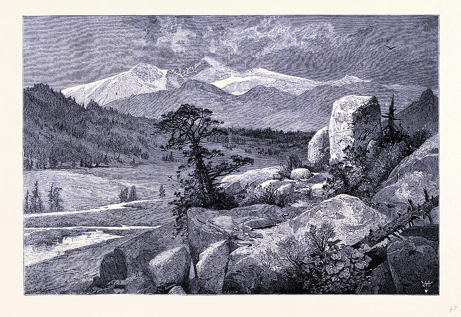 Longs Peak Seen From Estes Park United States Of America Drawing by ...