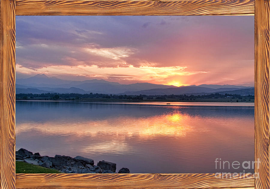 Longs Peak Sunset Reflection Rustic Picture Window Frame Art Photograph by James BO Insogna
