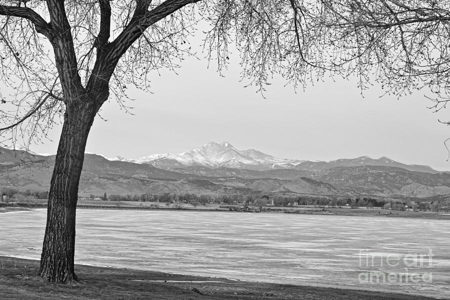 Longs Peak Winter View in Black and White Photograph by James BO Insogna