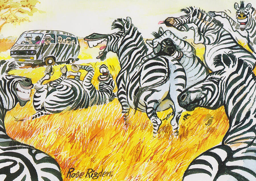 Zebra Painting - Look at that by Rose Rigden
