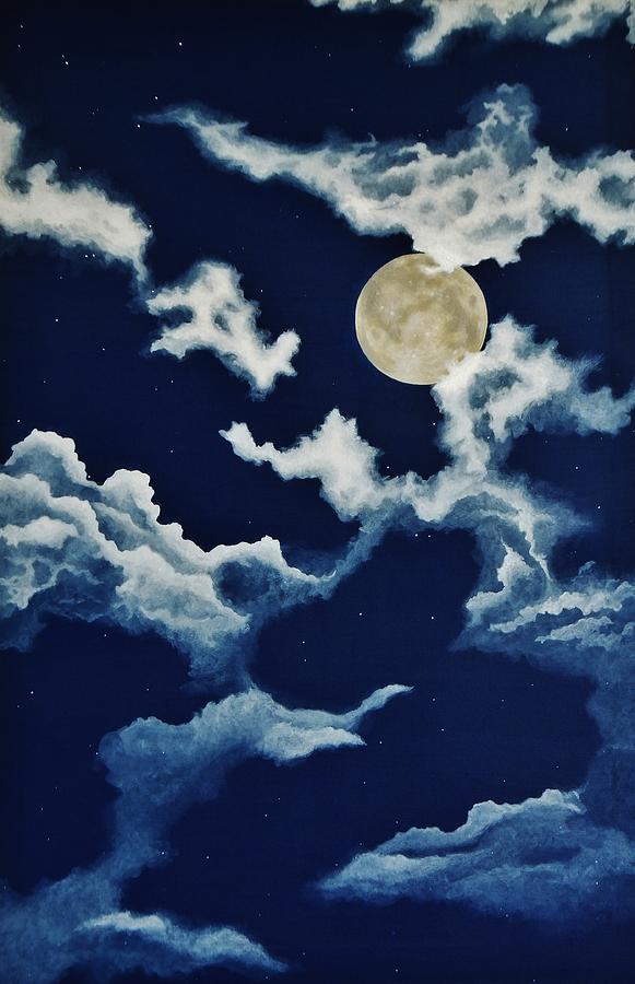 Space Painting - Look at the Moon by Katherine Young-Beck