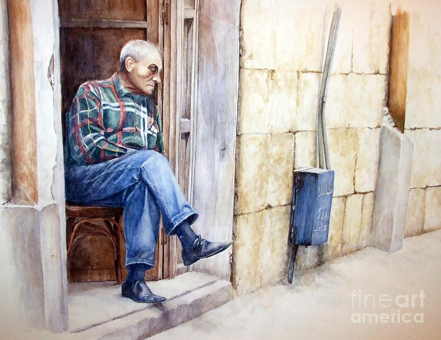 Lebanon Painting - Look - watercolor - Lebanon - Artist Zaher El-Bizri by Zaher Bizri
