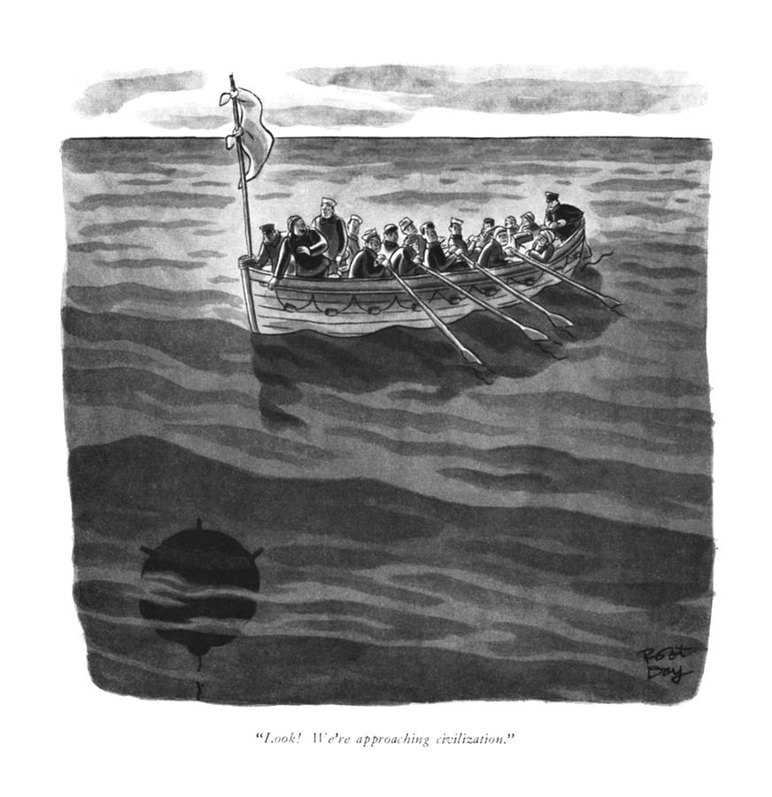 Look! Were Approaching Civilization Drawing by Robert J. Day